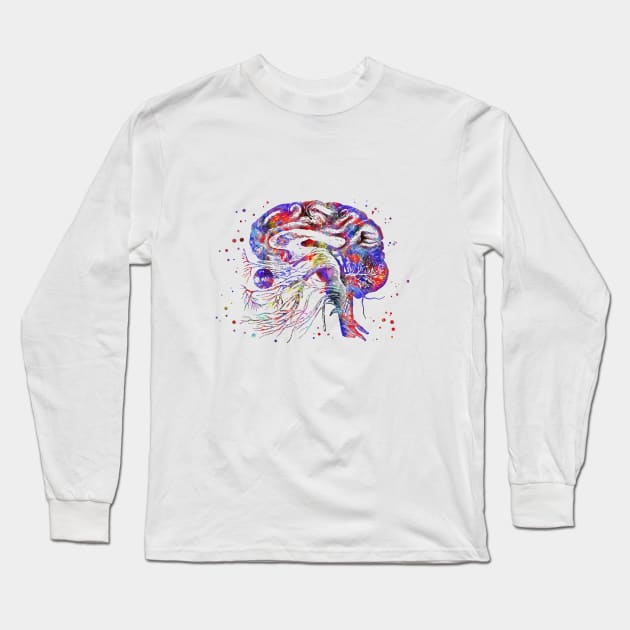 Brain cranial nerves Long Sleeve T-Shirt by RosaliArt